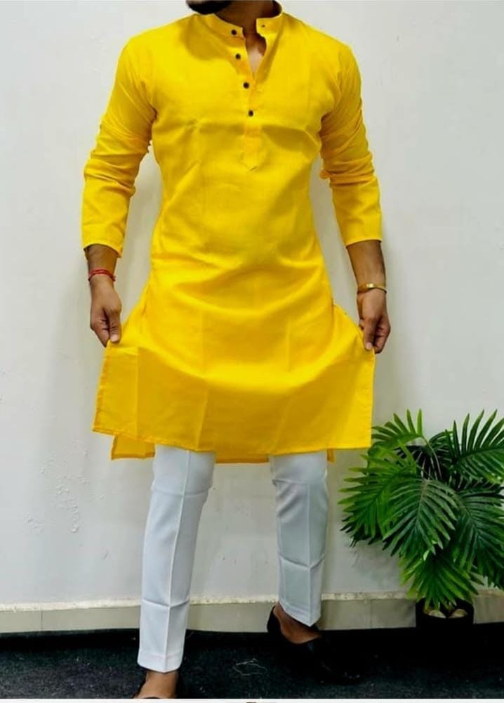 HALDI KURTA WITH WHITE PAJAMA