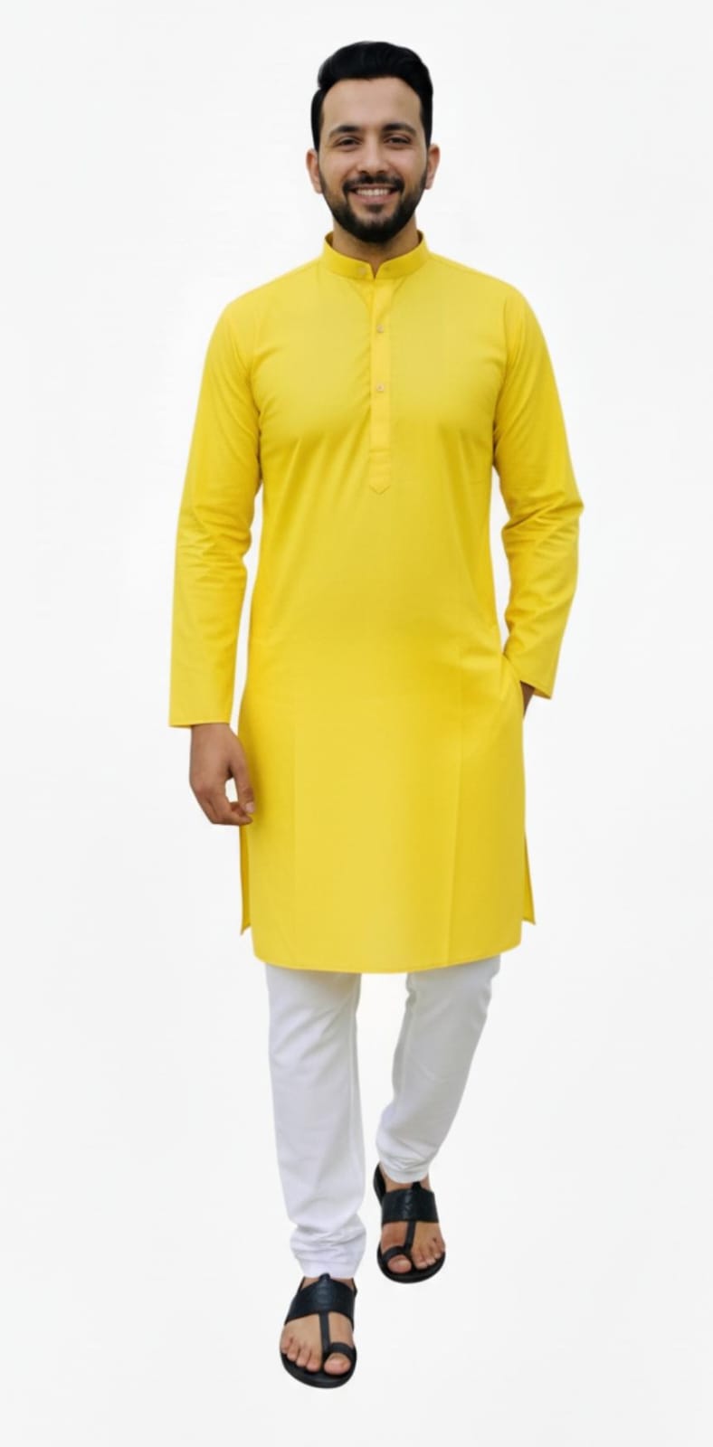 HALDI KURTA WITH WHITE PAJAMA