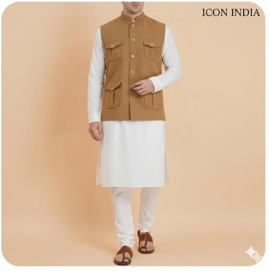 Premium Men's Safari Style Cut Sleeve Jacket | 4 Pocket Waistcoat | Easy Return| Cash On Delivery | Free Shipping|