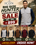 ICON INDIA Big Size Hunter Sleeveless Jacket for Men – 3XL & 4XL | Premium Comfort Fit | ₹899